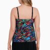 Swim Longitude | Ruffle Long Torso Faux Skirtini W/ Pockets Rainbow Glow Multi