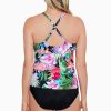 Swim Longitude | High Neck Keyhole Tankini Top Lush Life Black/Multi