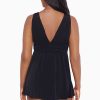 Swim Longitude | Ruffle Goddess Long Torso Swim Dress Night Gala Black