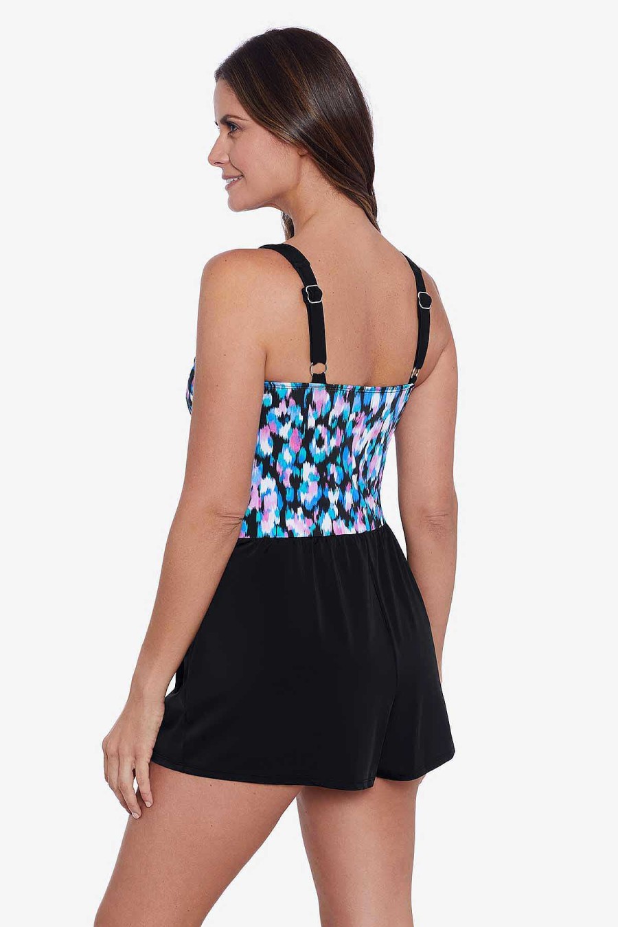 Swim Longitude | Crossover Skort Romper Eternal Flame Multi