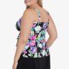 Swim Longitude | Plus Size Triple Tier Tankini Mystic Tropic Black/Multi