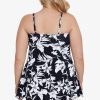 Swim Longitude | Plus Size Bow Front Swimdress Nightshade Black/White