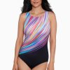 Swim Longitude | Highneck Tank One Piece Swimsuit Supreme Move Multi