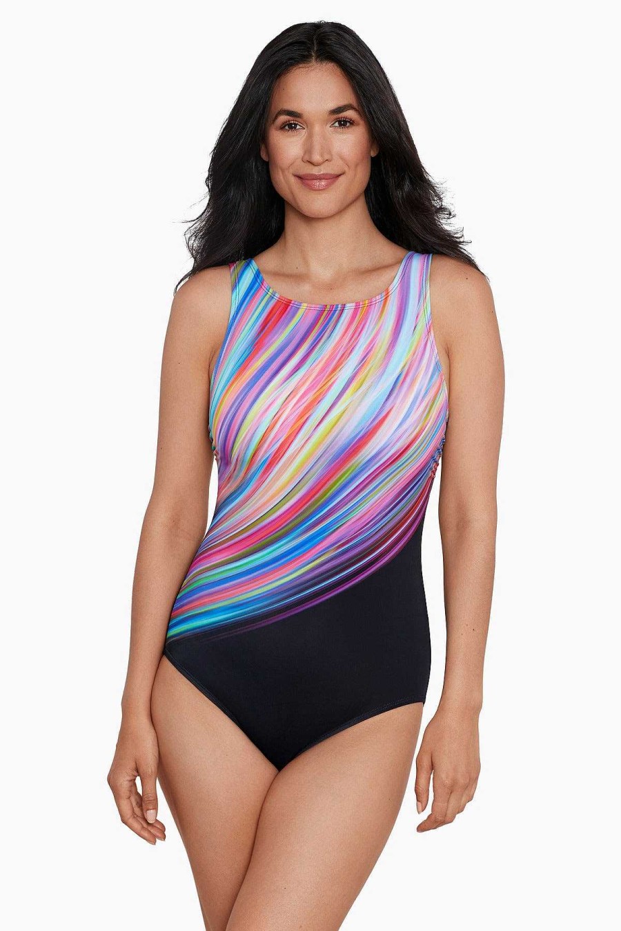 Swim Longitude | Highneck Tank One Piece Swimsuit Supreme Move Multi