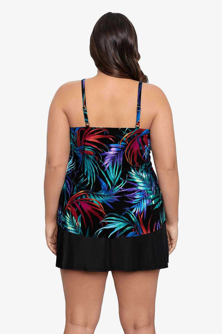 Swim Longitude | Plus Size Hank Tankini Top Rainforest Woodcut Multi