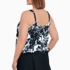 Swim Longitude | Plus Size V-Neck Blouson Ring Tankini Top Bloomfield Black/White