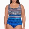 Swim Longitude | Plus Size Triple X Back Tank Long Torso One Piece Swimsuit Sparkle Park Multi