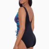 Swim Longitude | Ruffle Surplice Long Torso One Piece Swimsuit Gypsy Blue