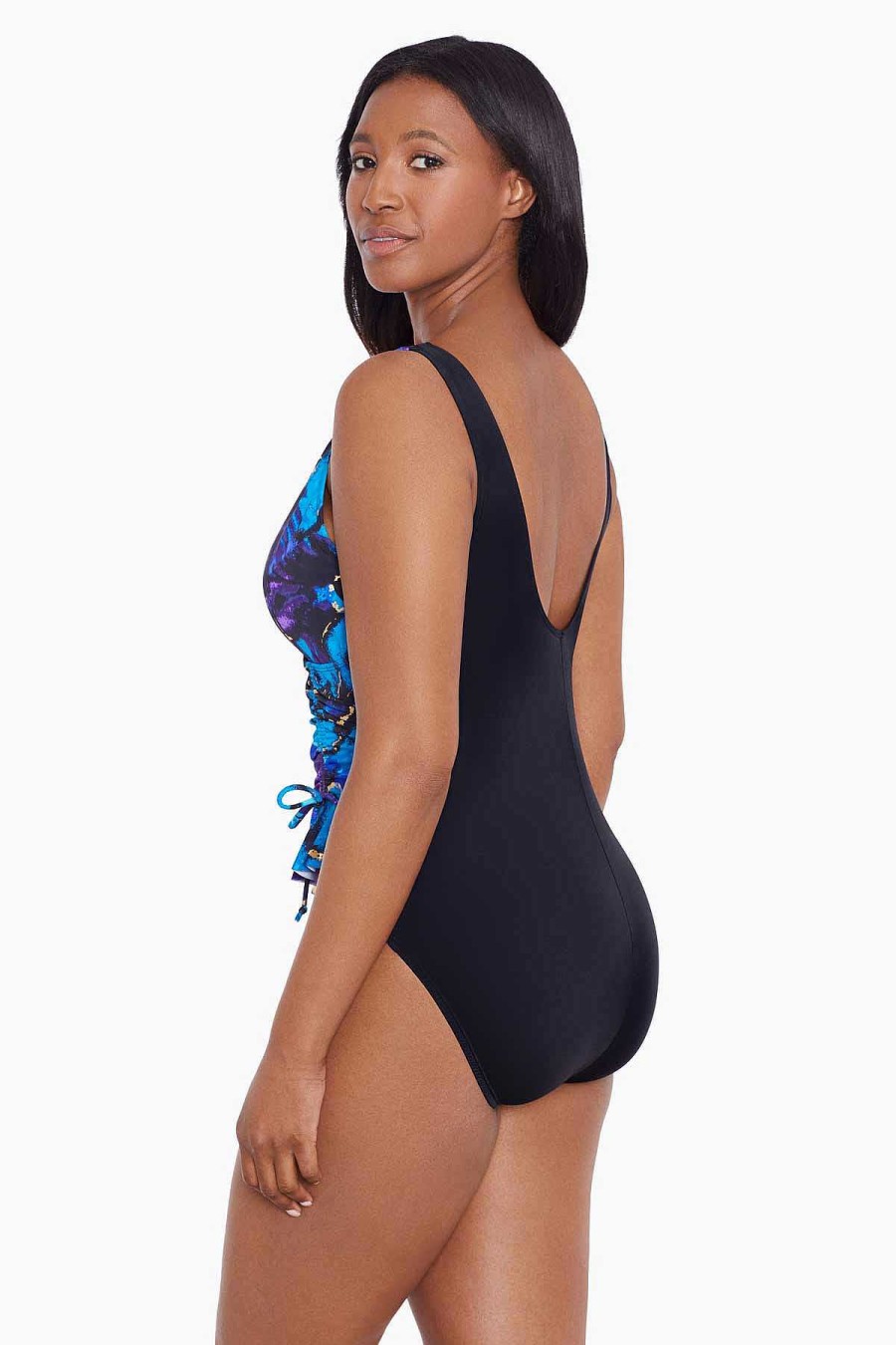 Swim Longitude | Ruffle Surplice Long Torso One Piece Swimsuit Gypsy Blue