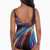 Swim Longitude | Panel Scoopneck Tank Long Torso One Piece Swimsuit Kinetic Force Multi