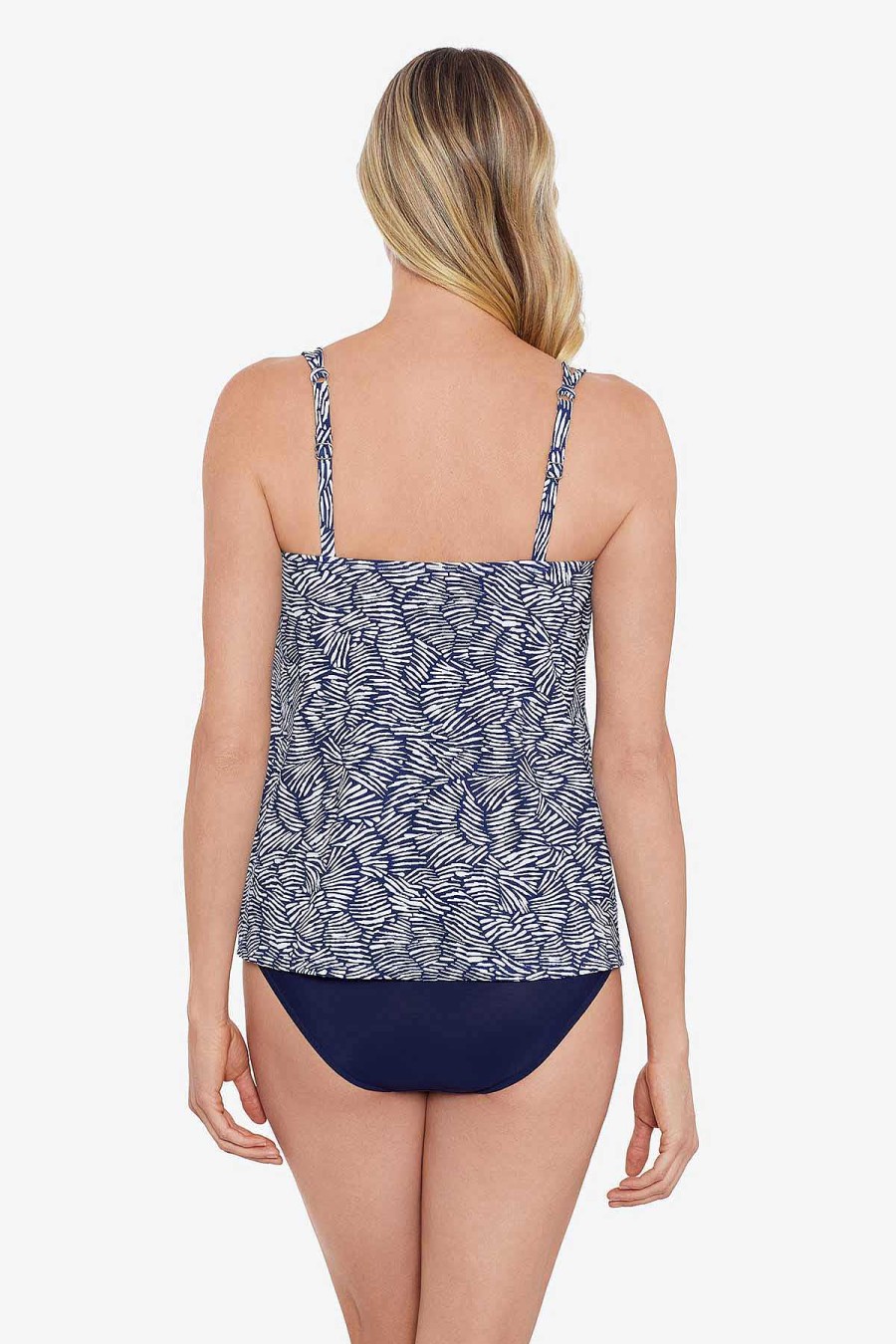 Swim Longitude | Handkerchief Hem Tankini Shifting Shapes Navy/White