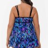 Swim Longitude | Plus Size Empire Princess Seam Long Torso Swim Dress Tulum Purple