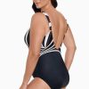 Swim Longitude | Panel Scoop Neck Tank One Piece Swimsuit W/Hardware Dangerous Curves Black/Gold