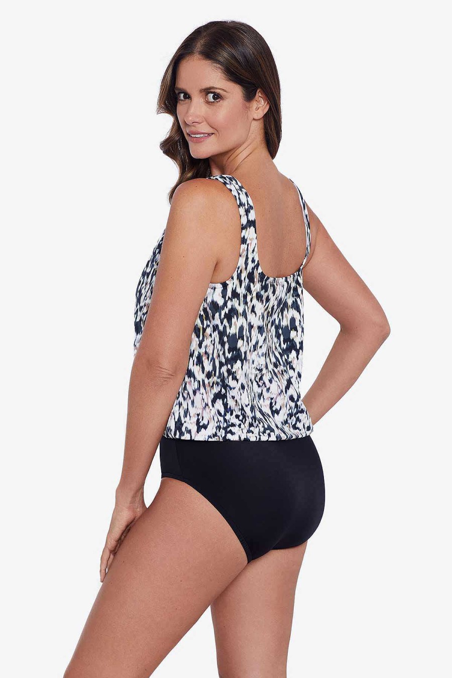 Swim Longitude | Mastectomy Blouson One Piece Leopard Love Black/Multi