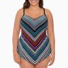 Swim Longitude | Plus Size Hank Tankini Top Concentric Corners Multi