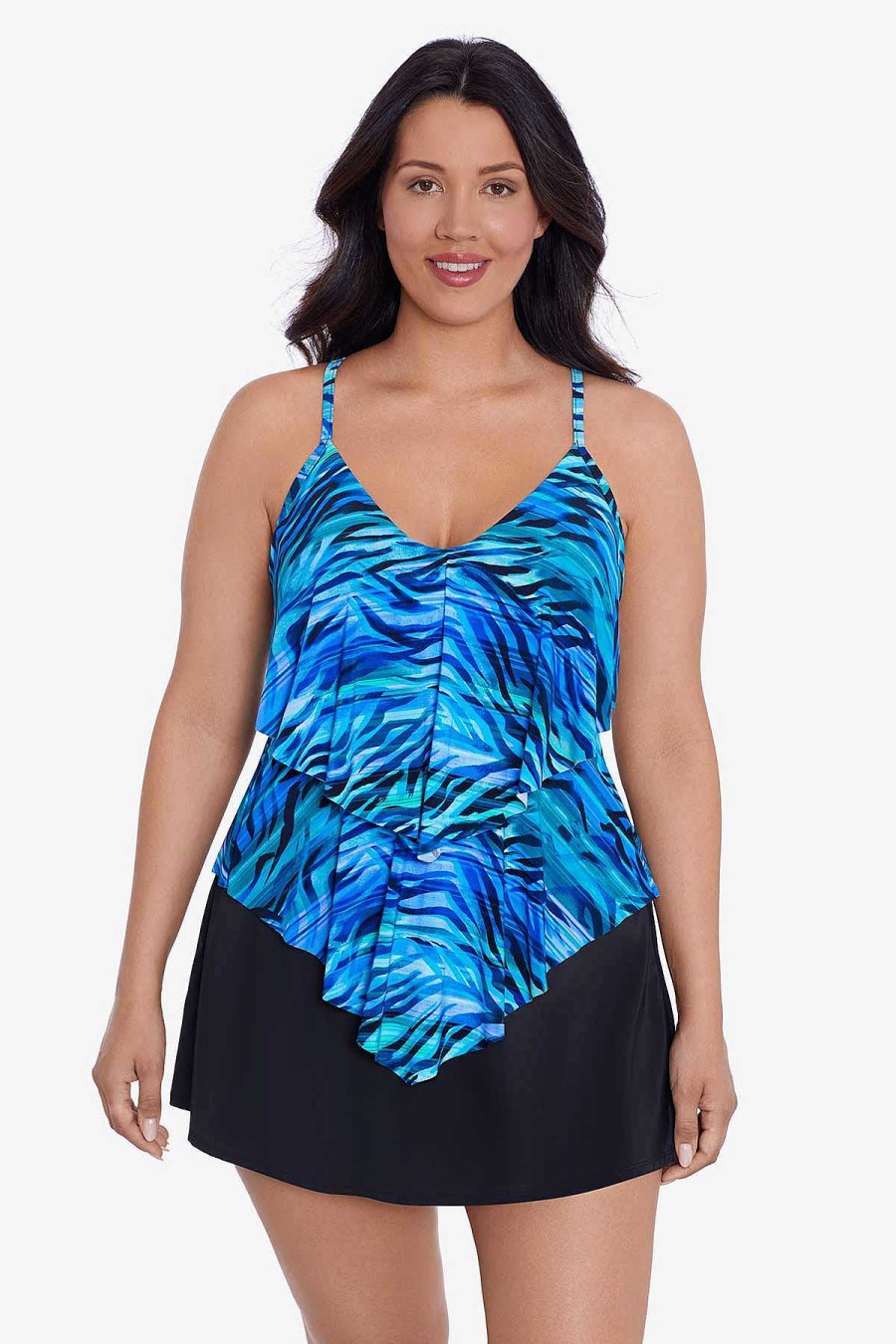 Swim Longitude | Plus Size Ronnie Tankini Top Wave Catcher Blue/Multi