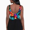 Swim Longitude | Mock Surplice Swim Dress Cayenne Multi