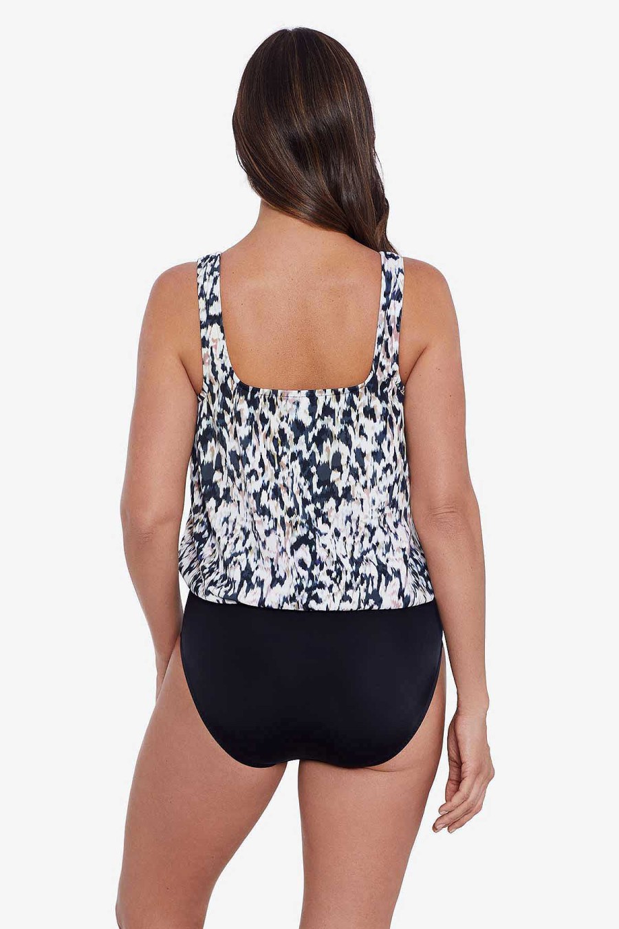 Swim Longitude | Mastectomy Blouson One Piece Leopard Love Black/Multi