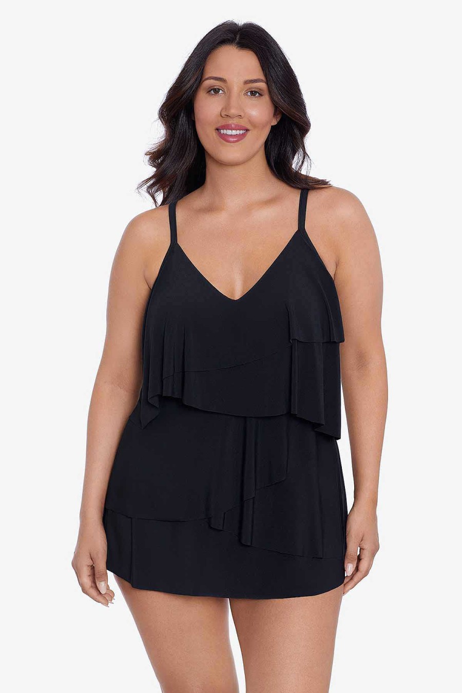 Swim Longitude | Emilia One Piece Swim Dress Solid Black