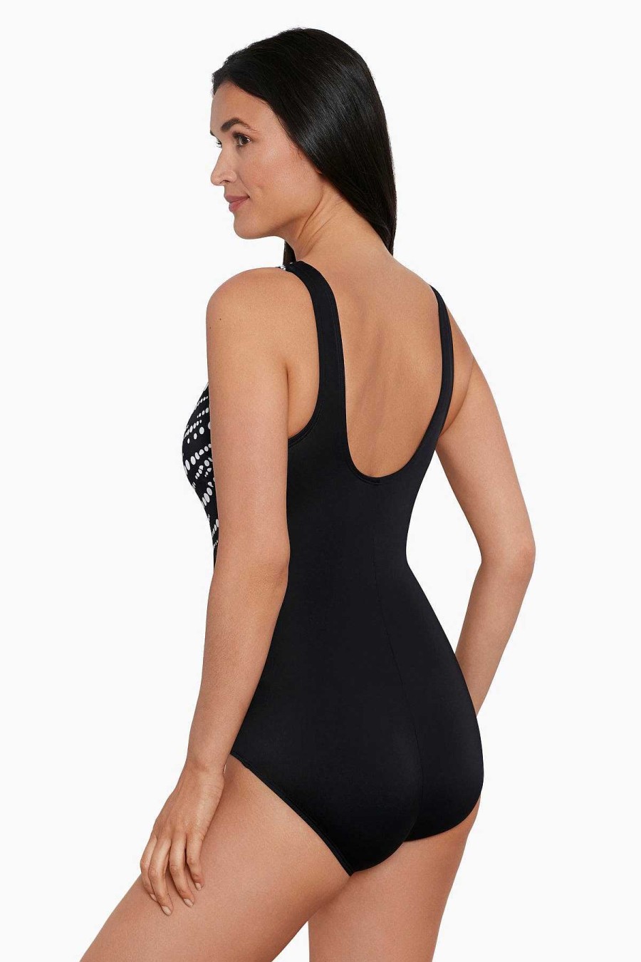 Swim Longitude | High Neck Tank One Piece Swimsuit Perfect Bubbles Black/White