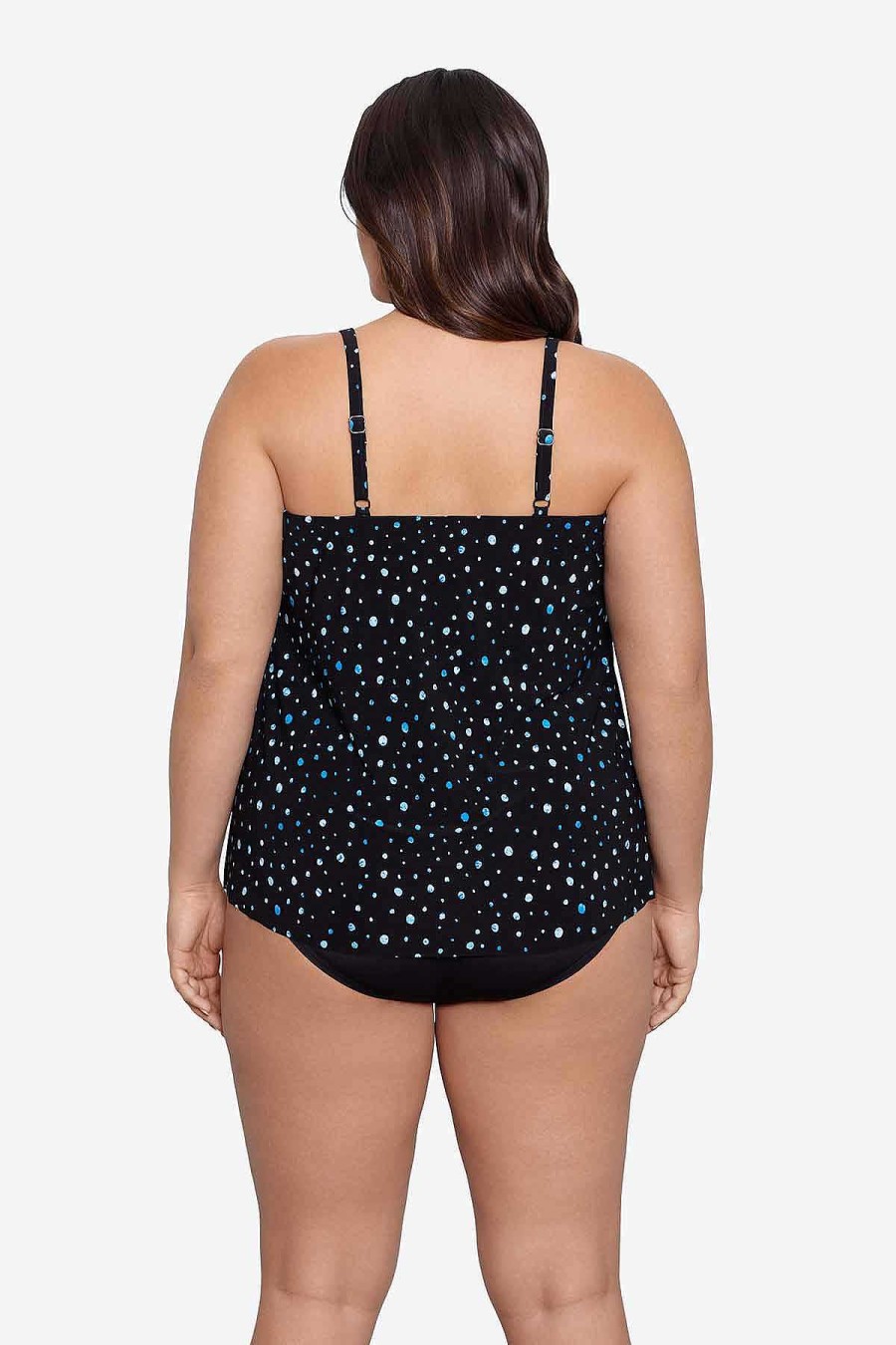 Swim Longitude | Plus Size Hank Tankini Top Galaxy Dot Blue/Black