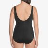 Swim Longitude | Piping Fan Tank Long Torso One Piece Swimsuit Mod Squad Black/White