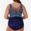 Swim Longitude | Plus Size Triple X-Back Tank Long Torso One Piece Swimsuit Taj Mahal Multi