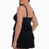 Swim Longitude | Triple Tier Long Torso Swim Dress Boss Lady Black