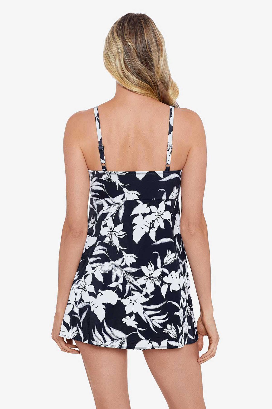 Swim Longitude | Bow Front Swimdress Nightshade Black/White