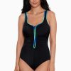 Swim Longitude | Shirred Zipper Tank One Piece Swimsuit Colorful Behavior