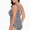 Swim Longitude | O-Ring Surplice Long Torso One Piece Swimsuit Majorca Black/White