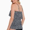 Swim Longitude | Mastectomy Single Tier Tankini Top Spots Black/White