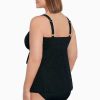 Swim Longitude | Plus Size Triple Tier Fauxkini One Piece Swimsuit Shadow Prowl Black