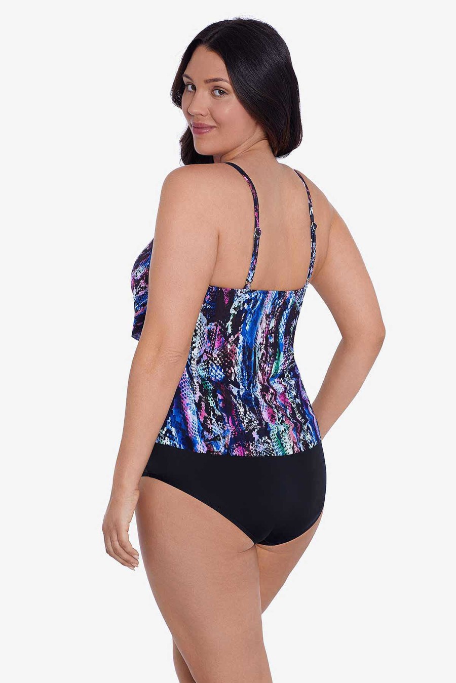 Swim Longitude | Ronnie Tankini Top Bollywood Boa Black/Multi