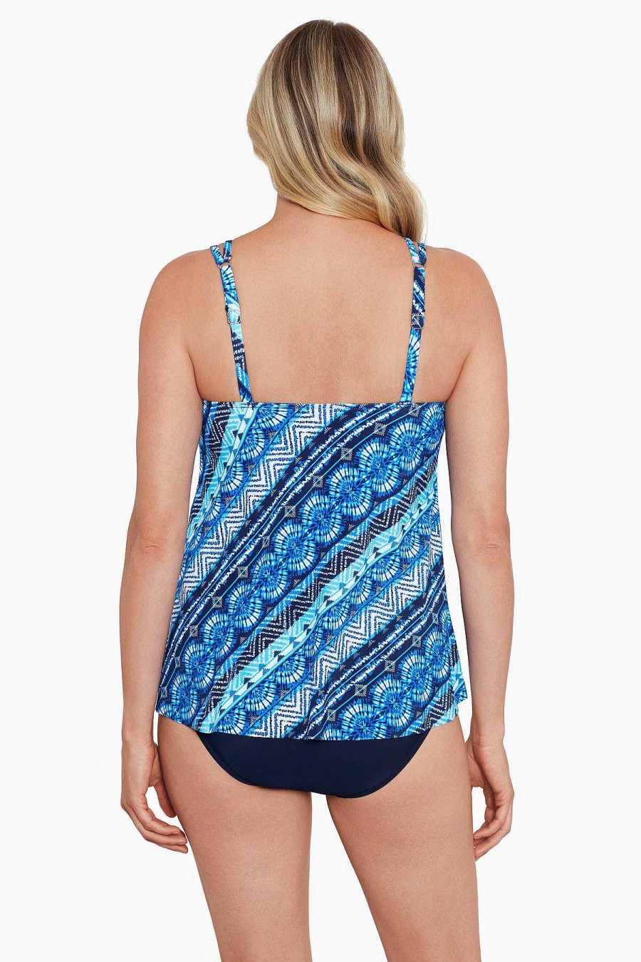 Swim Longitude | Pleated Front Tankini Top Swift Charm Navy/Multi