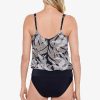 Swim Longitude | V-Neck Blouson Ring Tankini Dot Leaf Me Black