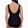 Swim Longitude | Piped Side Shirred Surplice Long Torso One Piece Swimsuit True Romance Multi