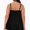 Swim Longitude | Plus Size Faux Ruffle Skirtini W/Pockets Swim Dress Night Stars Black/Gold