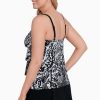 Swim Longitude | Flutter Ruffle Long Torso Faux Skirtini W/ Pockets Black/White