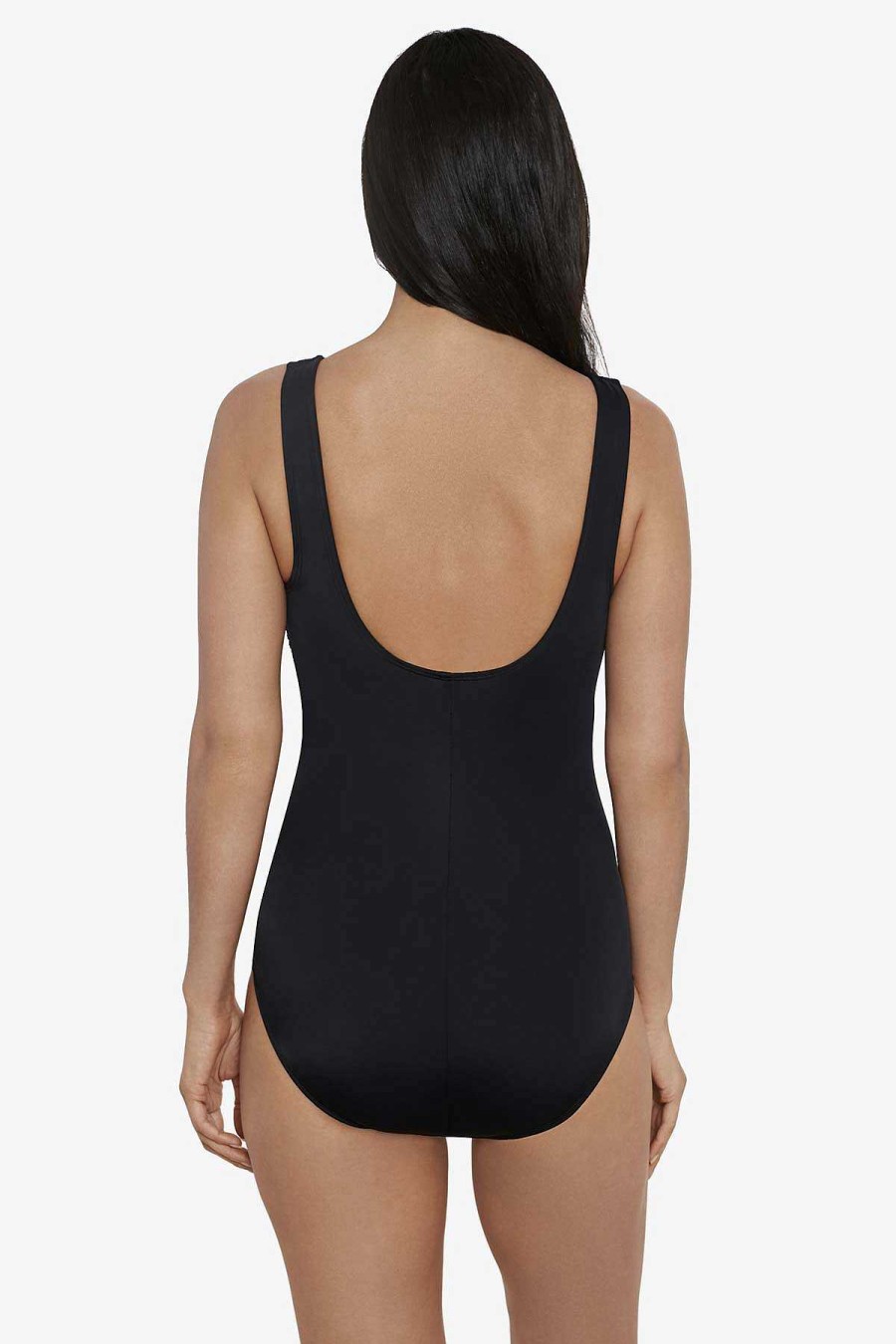 Swim Longitude | Illusion Tank One Piece Swimsuit Leading Points Black/White