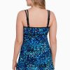 Swim Longitude | Empire Princess Seam Long Torso Swim Dress Petals Apart Blue