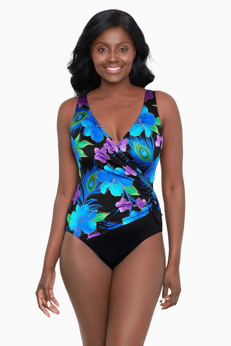 Swim Longitude | Plus Size Side Tie Surplice Swimsuit Dynasty Blue