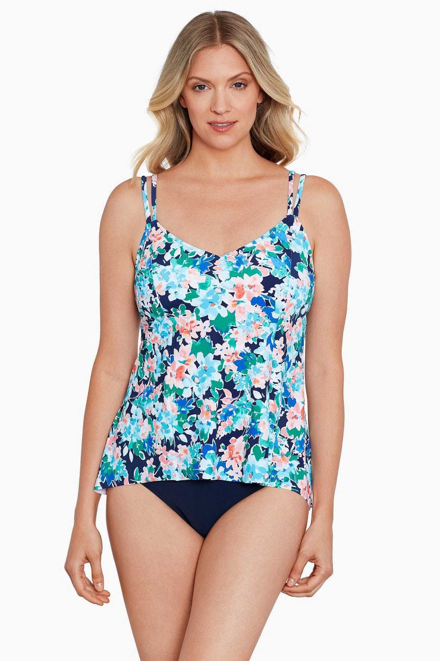 Swim Longitude | Princess Seam Hi-Lo Tankini Top Ditsy Days Multi