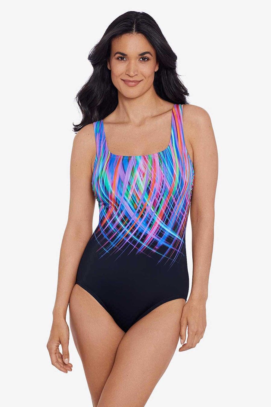 Swim Longitude | Scoop Tank One Piece Swimsuit Gradient Lengths Multi