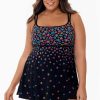 Swim Longitude | Plus Size Empire Princess Seam Swim Dress Floral Obsession Multi