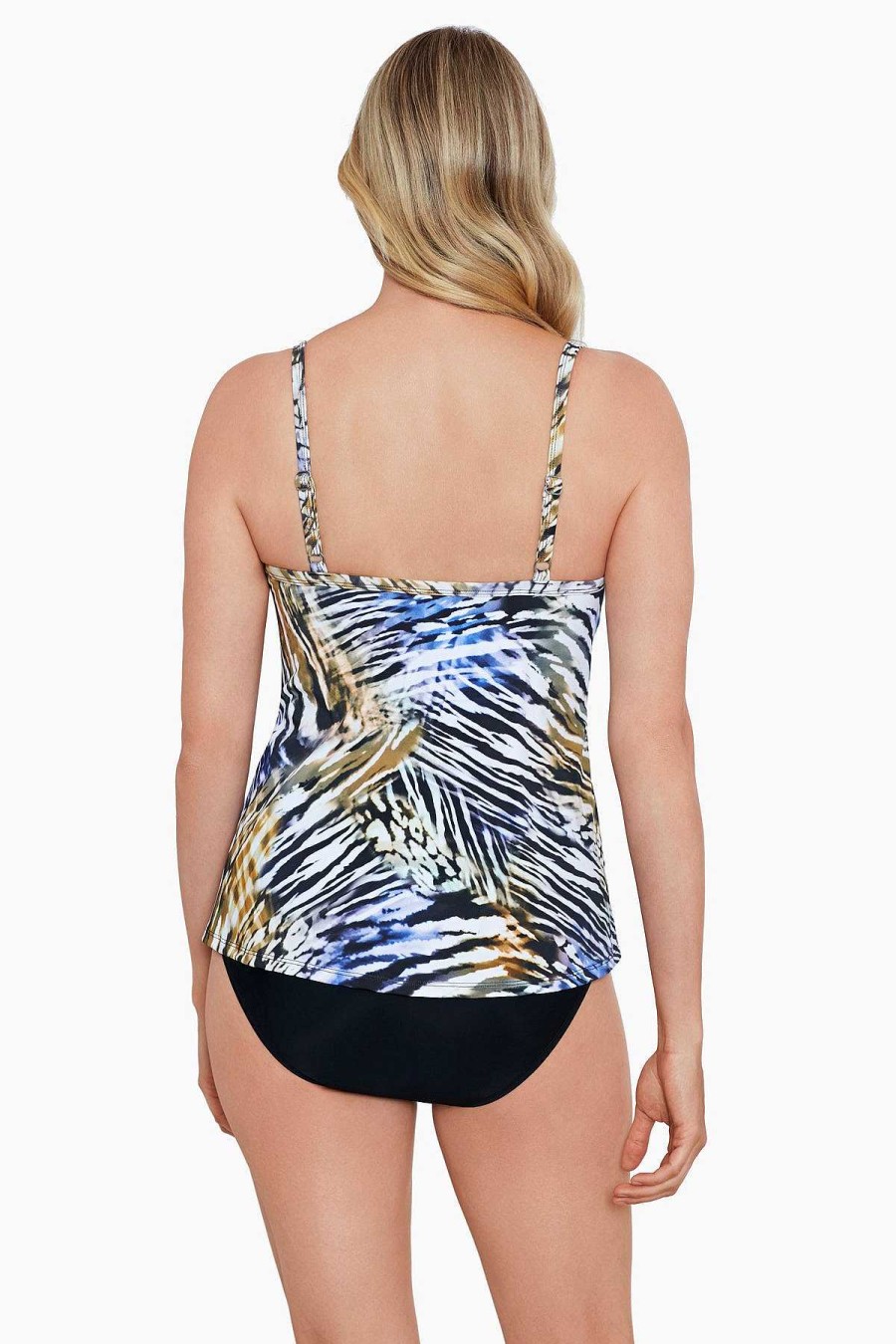 Swim Longitude | Knotted Flyaway Fauxkini One Piece Swimsuit Wild Thing Multi