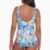 Swim Longitude | Ruffle Front Surplice Long Torso One Piece Swimsuit Paisley Seas Multi