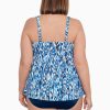 Swim Longitude | Plus Size Triple Tier Tankini Top Ikats Meow Denim