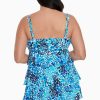 Swim Longitude | Plus Size Triple Tier Swim Dress Fanciful Blue