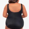 Swim Longitude | Plus Size Piped Side Shirred Surplice Long Torso One Piece Swimsuit Night Glow Multi